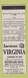 Matchbook Cover - Historyland Motel Tappahannock VA Perkins Americana WHITE