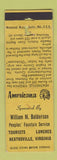 Matchbook Cover - Peoples' Fountain Heathsville VA Perkins Americana YELLOW WORN