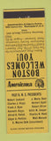 Matchbook Cover - RMS Boston MA 1960 Perkins Americana YELLOW