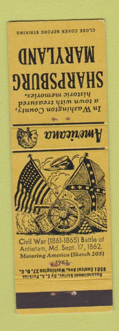 Matchbook Cover - Sharpsburg MD Civil War Perkins Americana YELLOW