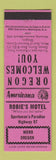 Matchbook Cover - Robie's Motel Moro OR Perkins Americana PINK