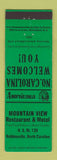 Matchbook Cover - Mountain View Motel Robbinsville NC Perkins Americana GREEN
