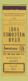 Matchbook Cover - Moore's Hotel Coalville UT Perkins Americana YELLOW