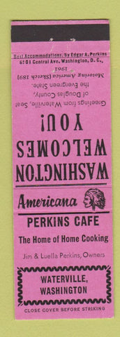 Matchbook Cover - Perkins Cafe Waterville WA Perkins Americana PINK