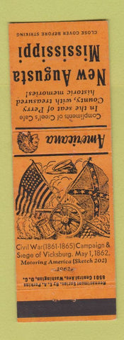 Matchbook Cover - New Augusta MS Civil War Perkins Americana ORANGE