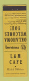 Matchbook Cover - L&M Cafe Newkirk OK Perkins Americana YELLOW