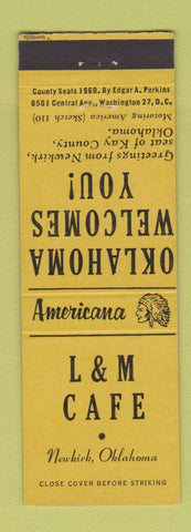 Matchbook Cover - L&M Cafe Newkirk OK Perkins Americana YELLOW