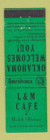 Matchbook Cover - L&M Cafe Newkirk OK Perkins Americana GREEN