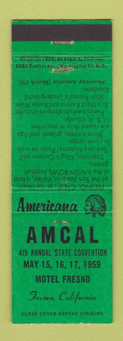 Matchbook Cover - AMCAL Match Club Fresno CA 1959 Perkins Americana GREEN