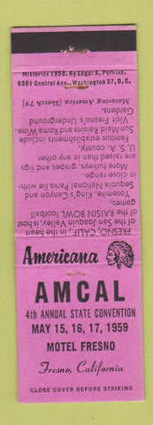 Matchbook Cover - AMCAL Match Club Fresno CA 1959 Perkins Americana PINK