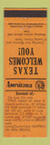 Matchbook Cover - Hopper's Oil Well Service Loving TX Perkins Americana ORANGE