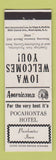 Matchbook Cover - Pocahontas Hotel IA Perkins Americana WHITE