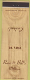 Matchbook Cover - Rose  and  Bill's Millbrae CA