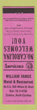 Matchbook Cover - William Vance Motel Tarboro NC Perkins Americana PINK