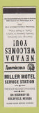 Matchbook Cover - Miller Motel oil gas Goldfield NV Perkins Americana WHITE