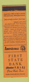 Matchbook Cover - First State Bank Paint Rock TX Perkins Americana ORANGE