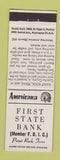Matchbook Cover - First State Bank Paint Rock TX Perkins Americana WHITE