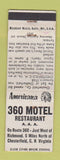 Matchbook Cover - 360 Motel Chesterfield VA Perkins Americana WHITE WEAR