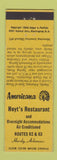 Matchbook Cover - Hoyt's Restaurant Hardy AR Perkins Americana YELLOW
