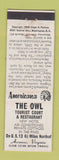 Matchbook Cover - Owl Motel Accomac VA Perkins Americana WHITE