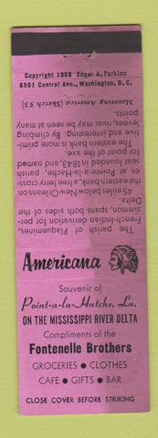 Matchbook Cover - Pointe a la Hatche LA Grocery Perkins Americana PINK STAINED