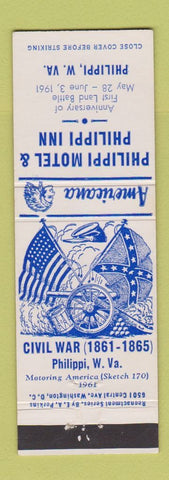 Matchbook Cover - Philippi Motel Inn WV Civil War Perkins Americana
