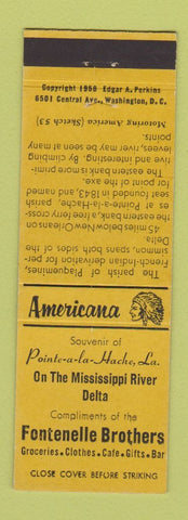 Matchbook Cover - Pointe a la Hatche LA Grocery Perkins Americana YELLOW