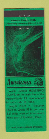 Matchbook Cover - Horseshoe Curve Gallitzin PA Perkins Americana GREEN