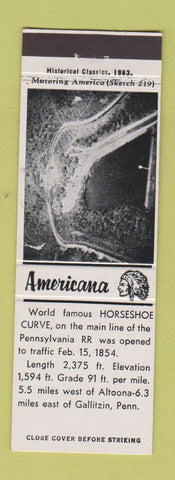 Matchbook Cover - Horseshoe Curve Gallitzin PA Perkins Americana WHITE