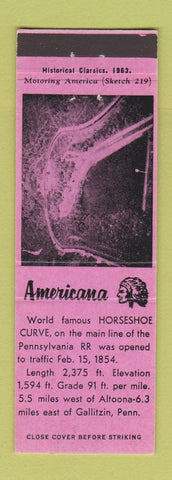 Matchbook Cover - Horseshoe Curve Gallitzin PA Perkins Americana PINK