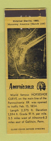 Matchbook Cover - Horseshoe Curve Gallitzin PA Perkins Americana YELLOW