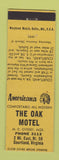 Matchbook Cover - Oak Motel Courtland VA Perkins Americana YELLOW