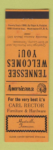Matchbook Cover Rector Furniture Hardware Huntsville TN Perkins Americana YELLOW
