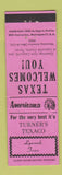 Matchbook Cover - Turner's Texaco oil gas Lipscomb TX Perkins Americana PINK