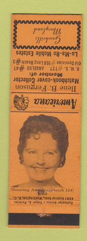 Matchbook Cover - Ferguson Match Collector Gambrills MD Perkins Americana ORANGE