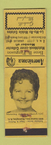 Matchbook Cover - Ferguson Collector Gambrills MD Perkins Americana YELLOW WEAR