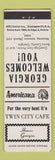 Matchbook Cover - Twin City Cafe Homer GA Perkins Americana WHITE