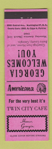 Matchbook Cover - Twin City Cafe Homer GA Perkins Americana PINK