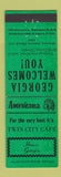 Matchbook Cover - Twin City Cafe Homer GA Perkins Americana GREEN