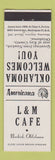 Matchbook Cover - L&M Cafe Newkirk OK Perkins Americana WHITE