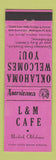 Matchbook Cover - L&M Cafe Newkirk OK Perkins Americana PINK