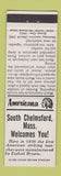 Matchbook Cover - South Chelmsford MA Perkins Americana WHITE