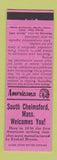 Matchbook Cover - South Chelmsford MA Perkins Americana PINK