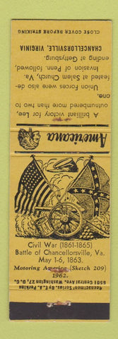 Matchbook Cover - Chancellorsville VA Civil War Perkins Americana YELLOW