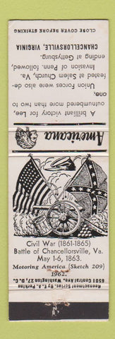 Matchbook Cover - Chancellorsville VA Civil War Perkins Americana WHITE
