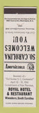 Matchbook Cover - Royal Hotel Winnsboro SC Perkins Americana WHITE