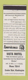 Matchbook Cover - Vista Motel Coulee Dam WA Perkins Americana WHITE