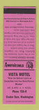 Matchbook Cover - Vista Motel Coulee Dam WA Perkins Americana PINK