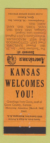 Matchbook Cover - Kaiser Insurance Gove KS Perkins Americana ORANGE