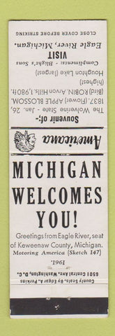 Matchbook Cover - Blight's Sons Eagle River MI Perkins Americana WHITE